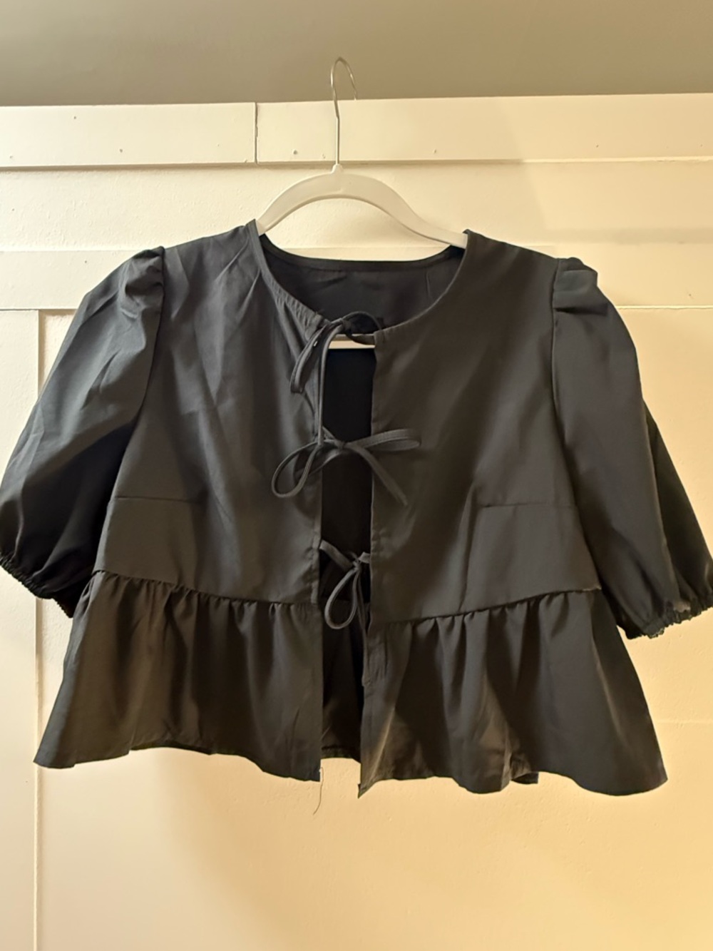 Black Tie-Front Babydoll Top